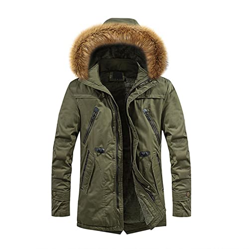 RYTEJFES Winterparka Herren Gefüttert Lang Winterjacke mit Fell Winter Warm Parka Jacke Warme Wintermantel Dicke Übergangsjacke Winterparka mit Kapuze Outdoorjacke Thermojacke Herrenmantel von RYTEJFES