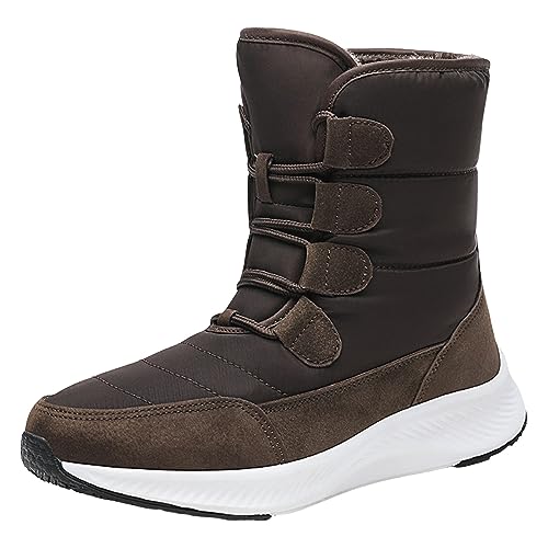 RYTEJFES Winterreitstiefel Damen, Hiver Gemütlich Cozy Freizeit Boots Stiefel Flach Warm Winter Gefüttert Stiefeletten Handschuhe Snow Outdoor Stilvoll Rutschfeste Schneeschuhe Schuhe von RYTEJFES