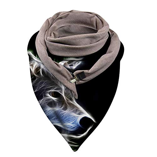 Schal Damen Winter Warm Dreieckschal Winddicht Frühling Winterschal Herbstschal 3D Wolf-Drucke Schals Halstücher Poncho Lässige Weich Baumwolle Schals Dreieckstuch von RYTEJFES