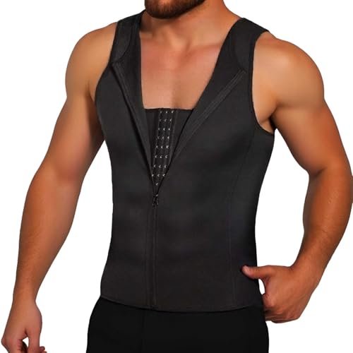 Shapewear Herren Funktionsunterhemd Unterhemd Schlankheitskleidung Für Männer Fitness Kleidung Body Shapers Kompressionsshirt Bauchweg Tanktop Weiß Korsett Shaper Tank Top Shape Undershirt Men von RYTEJFES