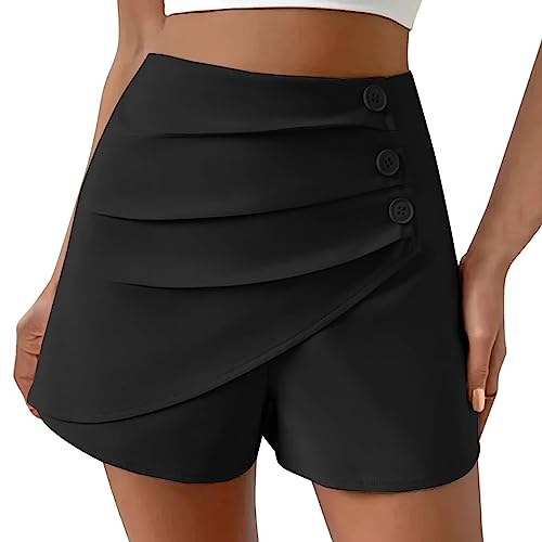 Skort Damen - Hosenrock Damen Sommer Kurz Lang Knielang Chiffon Festlich Elegant Weit Sportlich Elegant Wandern 50 Schwarz Weiß Festlich Große Größen Yoga Boho Leicht Große Größen Midi Xl Xxl von RYTEJFES