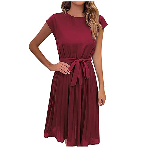 Sommerkleid Damen Knielang Curvy Leicht Elegant Weiß A Linie Pink 2023 Kurzarm Freizeit Kleid Kurz Kleider Elegant Sommerkleid Tunika Kleid Sommer Blusenkleid Strandkleid Strandkleider Minikleid von RYTEJFES