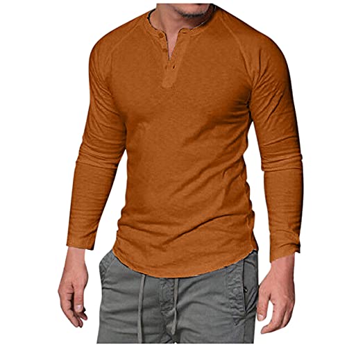 Sport Langarm T-Shirt Herren Frühling Dünn Pullover Langarmshirt mit Knopfleiste Casual Slim fit Shirts Sweatshirt Männer Bodybuilder Trainingsshirt Henley Shirt mit Grandad-Ausschnitt von RYTEJFES