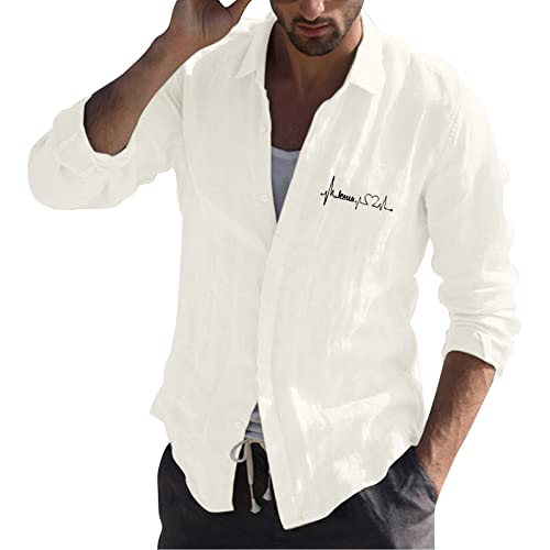 Strandhemd Herren Leinen Kurzarm Weiß Baumwolle 4XL 5XL Grau Slim Fit Grau Leinenhemd Hemden Business Weisses Trachtenhemden Henley Shirt Herrenhemden Trachtenhemd Männer Kurzarmhemd Rüschenhemd #a von RYTEJFES