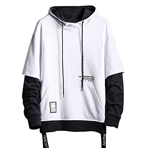 Streetwear Hoodie Herren Hip Hop Hoodies Japanischer Streetwear Patchwork Urban Jumper Mode Langarm Kapuzenpullover Beiläufig Oversized Kapuzenpulli mit Tasche und Kordelzug Herbst Winter Sweater von RYTEJFES