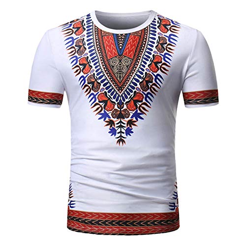 T-Shirt Herren Afrikanischer Emirat-Stil Gedruckt Kurzarm Tops Slim fit Vintage Tshirt Männer Gym Muskelshirt Sommer Mode Kurzarmshirt Rundkragen Kurze Ärmel Casual Shirt von RYTEJFES