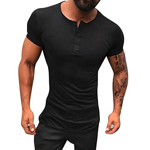 T-Shirt Herren Rundkragen Sommer Basic Tshirts Fitness Laufshirt Kurzarm Männer Slim Fit Kurzarmshirt Oberteile Freizeit Jumper Kurzen Ärmeln Top Lose Tees Modisches Sommertop von RYTEJFES