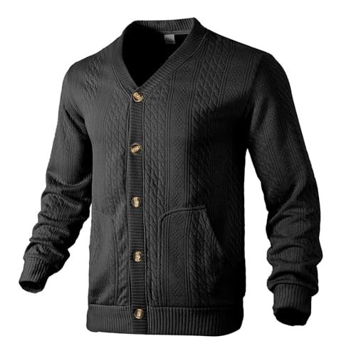 Trachtenjacke Herren Tracht Weste Oktoberfest Trachtenstrickjacke Strickjacke Sommer Wolljacke Männer Trachtenwesten Trachten Janker Outfit Trachtenweste Strick Jacke Schwarz Strickjacken von RYTEJFES