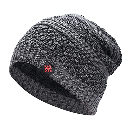 Wintermütze Herren Damen Long Slouch Beanie Grobstrick Mütze mit Fleece Teddy Gefüttert Outdoor Sport Radfahren Ski Klettern Winddicht Strickmütze von RYTEJFES