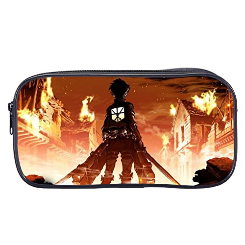 RYTHMIX Attack On Ti-tan Large Capacity Pencil Case, Cartoon Anime Double Zipper Pencil Case, Large Capacity Kids Pencil Cases-22 * 11 * 4.5cm||Multicolor 4 von RYTHMIX