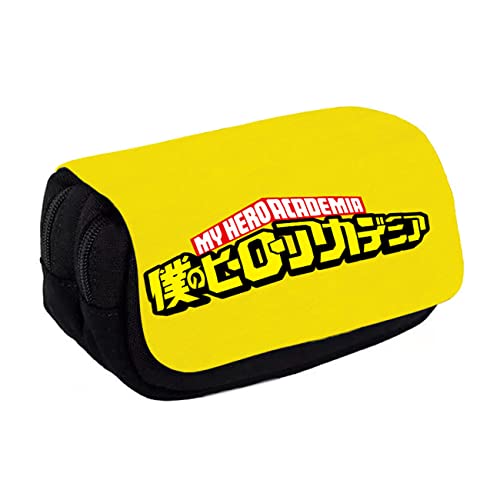 RYTHMIX My He-ro Academ-ia Pencil Case for Girls, Anime Cosplay Double Layers Pencil Case, Large Capacity Pencil Case Pouch for School Office Teen Boy Girl-20 * 7.5 * 10cm||Yellow von RYTHMIX