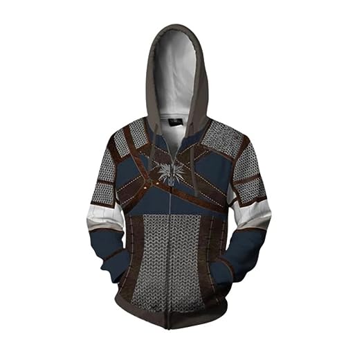 RYTHMIX Wit.Cher Pullover Herren, 3D Digitaldruck Jacket Kapuzenjacke mit Kapuze, Sportlicher Bequemer Kapuzenpullover Hoodie- A||L von RYTHMIX