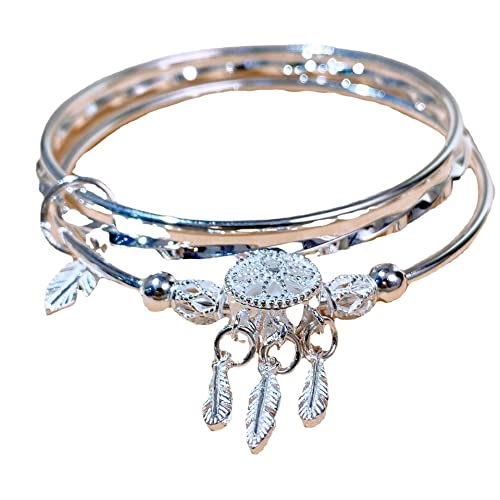 Perlenarmband mit DREI Ringen für Damen, Armband aus 999er Sterlingsilber, Armbänder für Junge Frauen Perlenarmband mit DREI Ringen für Damen, Armband aus 999er Sterlingsilber, Armbänder für Junge Frauen von RYTM