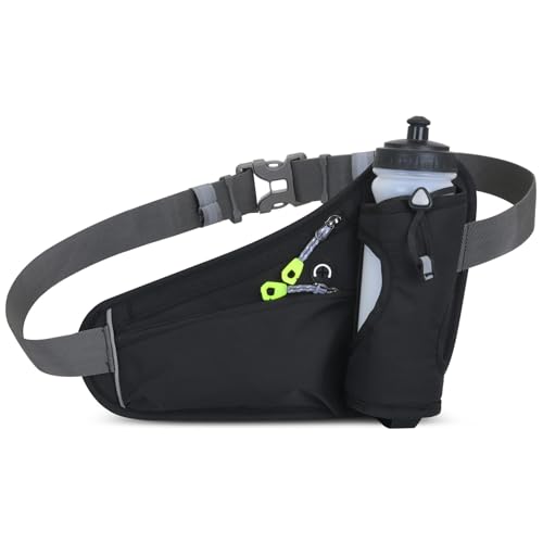 RYTTGOP Laufgürtel, Laufgürtel mit Wasserflasche, leichtes Wasser für Männer und Frauen, Workout im Freien, Radfahren, Klettern, Wandern, Laufen (Schwarz) von RYTTGOP