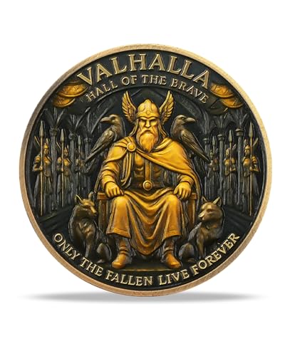 RYUKENLM Wikinger Valhalla Herausforderung Münze Hall of the Brave Wikinger Odin Münzen Wikinger Krieger Tribut nordische Kultur Token nordische Mythologie Sammlerstück Wikinger Geschenke für Männer von RYUKENLM