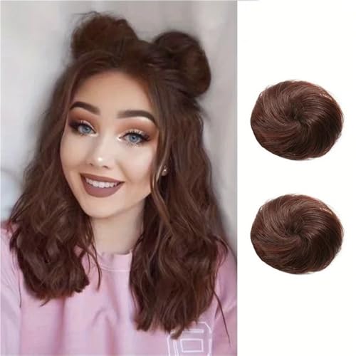Haarknoten, 2 PCS Mini Klaue Clip in Messy & Katzenohren Haar Dutt Extensions Perücke Zubehör Hochsteckfrisur Haarteile for Frauen Mädchen Haarknoten Haarteil(Light brown) von RYUQW3RE