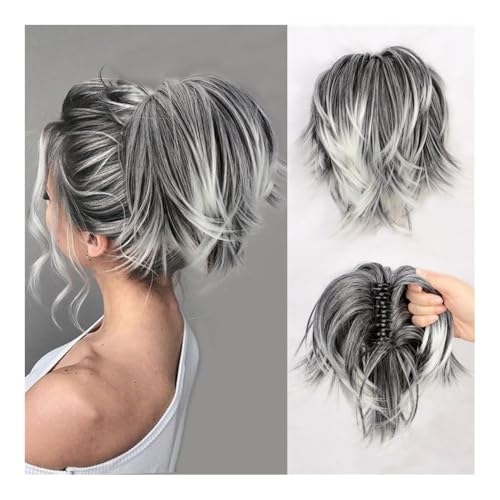 Haarknoten, Voluminöses hitzebeständiges Haar-Accessoire for Damen in Form eines Dutts und eines Pferdeschwanzes Haarknoten Haarteil(Dark gray) von RYUQW3RE
