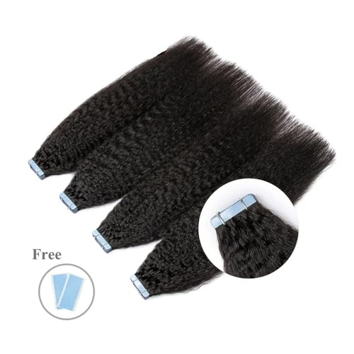 Haarverlängerungen, 12-24 Zoll brasilianische Kinky Straight Tape in Extensions for schwarze Frauen Cuticle Remy Tape in Echthaarverlängerungen Tape-In-Haarverlängerungen Echthaar(18 inch) von RYUQW3RE