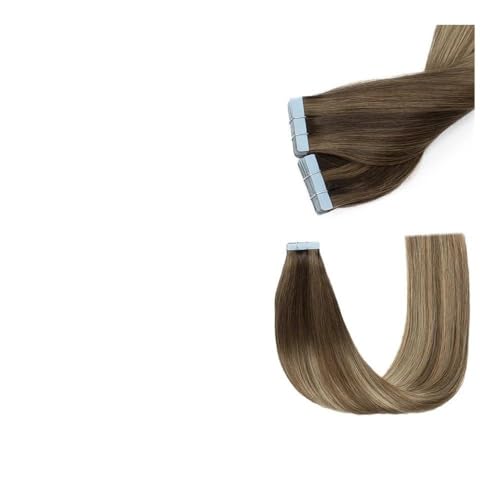 Haarverlängerungen, Glattes Haarband in Echthaarverlängerungen, unsichtbarer Hautschusskleber, 14–24 Zoll, 100% echte Perücken for Frauen Tape-In-Haarverlängerungen Echthaar(Mocha Melt,24 inch) von RYUQW3RE