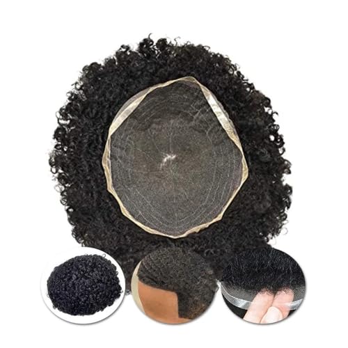 Männer Bun Perücke Afro Lockiges Menschliches Haar Perücken for Männer Toupet Volle Spitze Perücken Mann Atmungsaktive Männer der Kapillare Prothese Männliche Perücken haaransatz Perücke für Männer(20 von RYUQW3RE