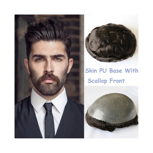 Männer Bun Perücke Herren-Haarprothese auf Voll-PU-Basis: Unsichtbares, langlebiges Echthaar-Toupet – stärkt Ihr Selbstvertrauen Perücke für Männer(Dark Brown,8x10) von RYUQW3RE