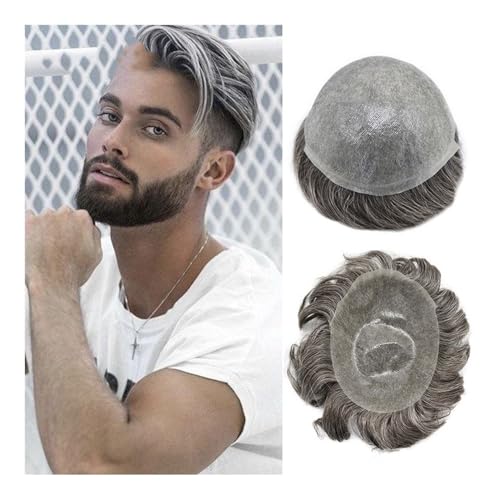Männer Bun Perücke Männer Toupet Dünne Haut 0,06-0,08mm Männliche Kapillare Prothese Indische Menschliche Remy Haar Perücken Haar System Perücke für Männer(7x9) von RYUQW3RE