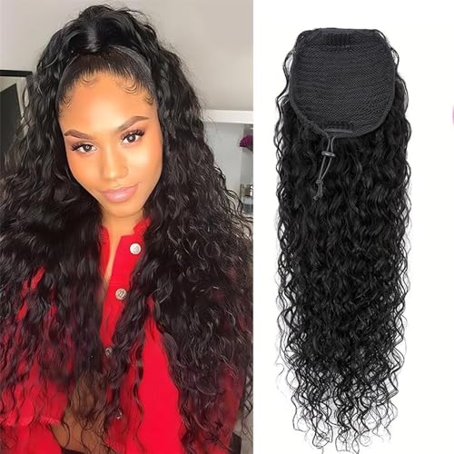 Pferdeschwanzverlängerung, Lockige Clip-in-Pferdeschwanz-Extensions aus Echthaar for Frauen Kunsthaar(16inch) von RYUQW3RE