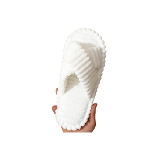 RYUQW3RE Sandalen, Aus Plüschbaumwolle – Weiche Hausschuhe For Damen Hausschuhe(White,37 EU) von RYUQW3RE