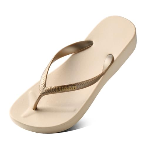 RYUQW3RE Sandalen, Damen Flip Flops – Strandsandalen mit Clip-On-Design for den Sommerurlaub Hausschuhe(Beige,38 EU) von RYUQW3RE