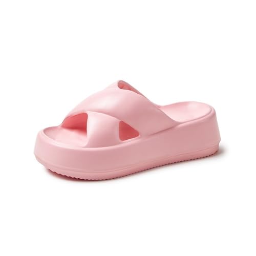 RYUQW3RE Sandalen, Damen-Sommer-Hausschuhe mit dicker Sohle – weiche Pantoletten for drinnen und draußen Hausschuhe(Pink,41 EU) von RYUQW3RE