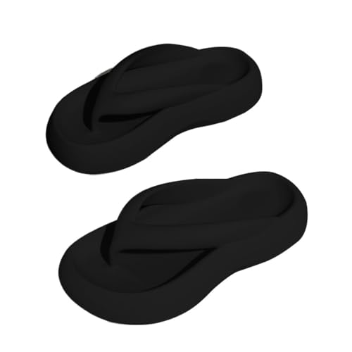 RYUQW3RE Sandalen, EVA-Flip-Flops mit 4 cm dicker Unterseite for Damen, Sommer-Strandsandalen for drinnen und draußen Hausschuhe(Black,40 EU) von RYUQW3RE