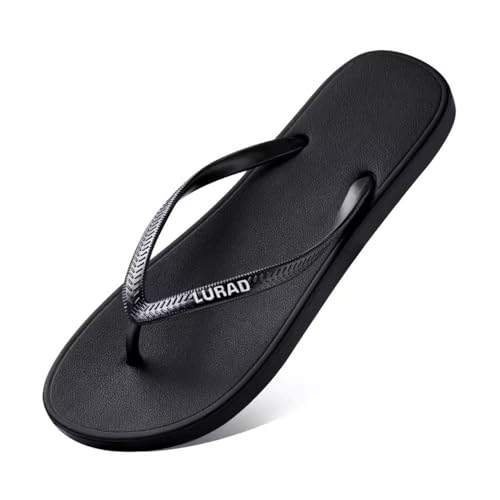 RYUQW3RE Sandalen, Flip-Flops mit dicker Sohle for Damen – Sommer-Strandsandalen for den lässigen Outdoor-Einsatz Hausschuhe(Black,36 EU) von RYUQW3RE