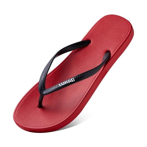 RYUQW3RE Sandalen, Flip-Flops mit dicker Sohle for Damen – Sommer-Strandsandalen for den lässigen Outdoor-Einsatz Hausschuhe(Red,38 EU) von RYUQW3RE