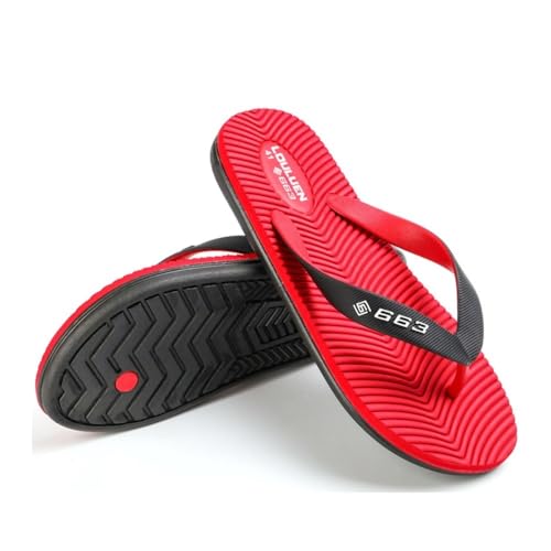 RYUQW3RE Sandalen, Herren Sommer Flip Flops – Leichte Gummisandalen for Strand & Outdoor Hausschuhe(Red,44 EU) von RYUQW3RE