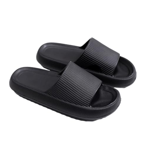 RYUQW3RE Sandalen, Sommer-Hausschuhe mit dicker Sohle for Damen und Herren, Badeschuhe for drinnen und draußen Hausschuhe(Black,42 EU) von RYUQW3RE