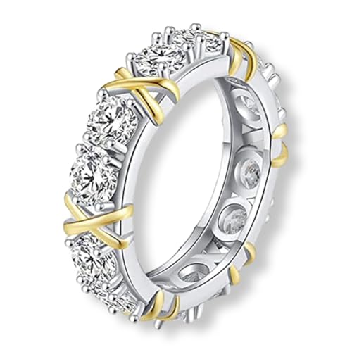 RYVETTE Magnetology-Moissanit-Diamantring, Moissanit-Magnetology-Lymphvity-Ring, Lymphdrainage-Formring, Diamant-Magnetology-Lymphvity-Ring, Shaping-Kreuz for Frauen (Farbe : Gold, Größe : 11) von RYVETTE