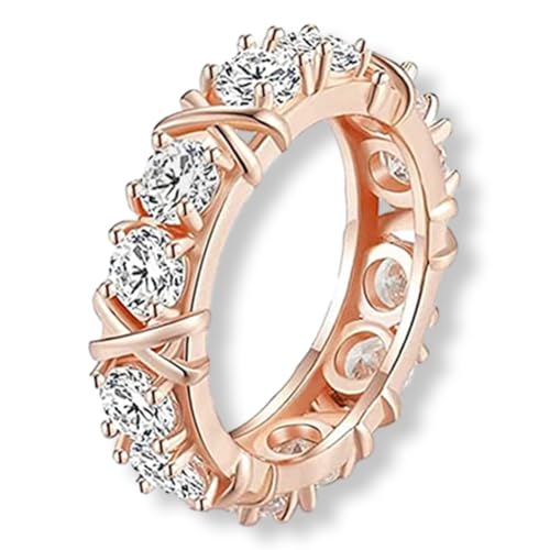 RYVETTE Magnetology-Moissanit-Diamantring, Moissanit-Magnetology-Lymphvity-Ring, Lymphdrainage-Formring, Diamant-Magnetology-Lymphvity-Ring, Shaping-Kreuz for Frauen (Farbe : Rose gold, Größe : 5) von RYVETTE