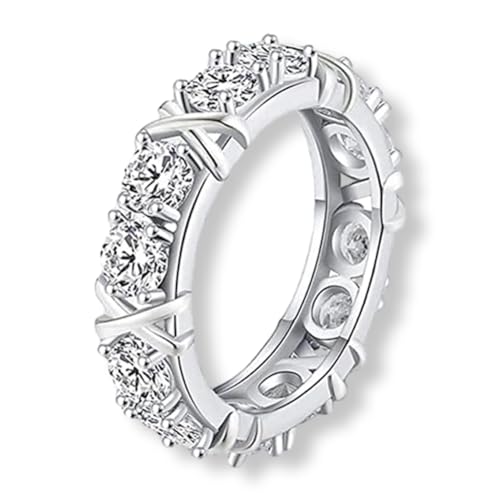 RYVETTE Magnetology-Moissanit-Diamantring, Moissanit-Magnetology-Lymphvity-Ring, Lymphdrainage-Formring, Diamant-Magnetology-Lymphvity-Ring, Shaping-Kreuz for Frauen (Farbe : Silver, Größe : 6) von RYVETTE