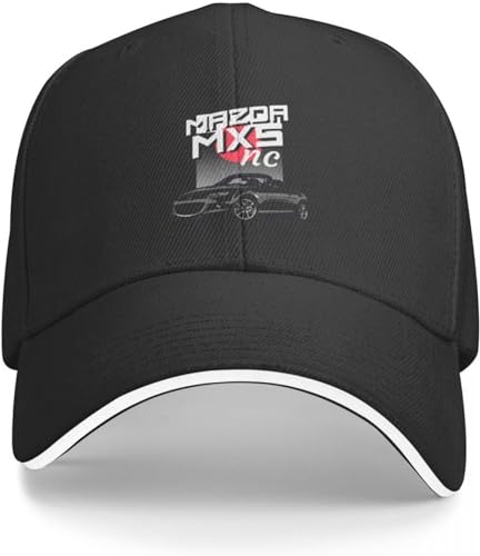 Baseballkappe Snapback Sonnenhut Miata MX5 Mk3 NC Schwarz Baseball Cap Flauschige Mütze Snapback Cap Hut Damen Herren Hip Hop Geburtstagsgeschenk von RYVOWETP