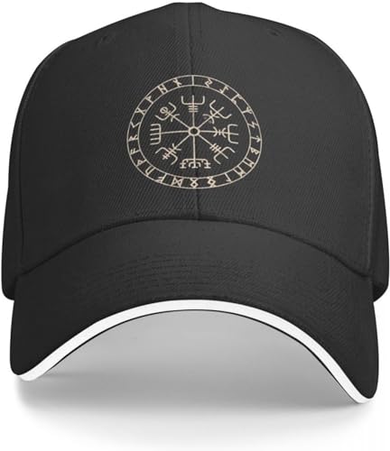 RYVOWETP Baseballmütze Snapback Sonnenhut Runen Wikinger Kompass Vegvisir CelticCap Baseball Cap Golf Cap Hut Mann Luxus Luxus Frau Cap Herren Geschenk von RYVOWETP
