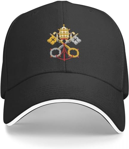 RYVOWETP Baseballmütze Snapback Sonnenhut St Andrews Kreuz der Vatikan Flagge Die gekreuzten Schlüssel Baseball Cap Trucker Cap Pferdemütze Mas Cap Mann Cap Damen Geschenk von RYVOWETP