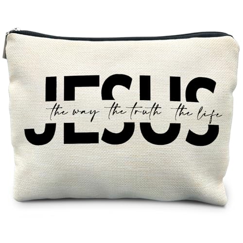 RYYCDOI Christliche Geschenke für Frauen, christliche Make-up-Tasche, Jesus the Way the Truth the Life Bibelvers Scripture Kosmetiktasche, Kulturbeutel, Bibelvers Geschenke, religiöse Geschenke für RYYCDOI Christliche Geschenke für Frauen, christliche Make-up-Tasche, Jesus the Way the Truth the Life Bibelvers Scripture Kosmetiktasche, Kulturbeutel, Bibelvers Geschenke, religiöse Geschenke für von RYYCDOI