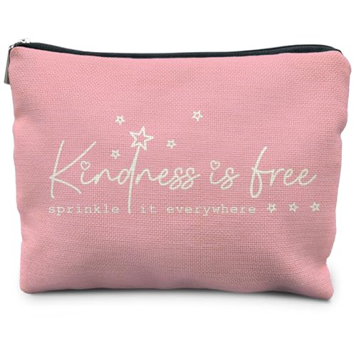RYYCDOI Kosmetiktasche mit positivem Zitat "Kindness is Free Streinkle it Everywhere", Reise-Kulturbeutel, inspirierende Geschenke für Frauen, Freunde, Familie, Lieben, rosa Make-up-Tasche, RYYCDOI Kosmetiktasche mit positivem Zitat "Kindness is Free Streinkle it Everywhere", Reise-Kulturbeutel, inspirierende Geschenke für Frauen, Freunde, Familie, Lieben, rosa Make-up-Tasche, von RYYCDOI
