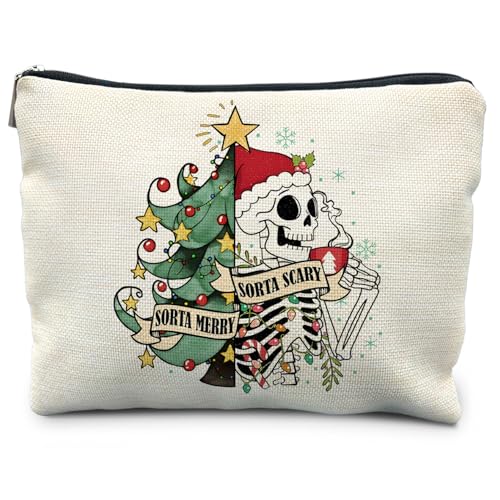 RYYCDOI Sorta Kosmetiktasche mit Weihnachtsbaum, Gothic-Stil, gruselig, lustiges Weihnachtsgeschenk für Frauen, Gothic-Make-up-Tasche, Horror-Totenkopf-Make-up-Tasche, dunkle Make-up-Tasche, RYYCDOI Sorta Kosmetiktasche mit Weihnachtsbaum, Gothic-Stil, gruselig, lustiges Weihnachtsgeschenk für Frauen, Gothic-Make-up-Tasche, Horror-Totenkopf-Make-up-Tasche, dunkle Make-up-Tasche, von RYYCDOI