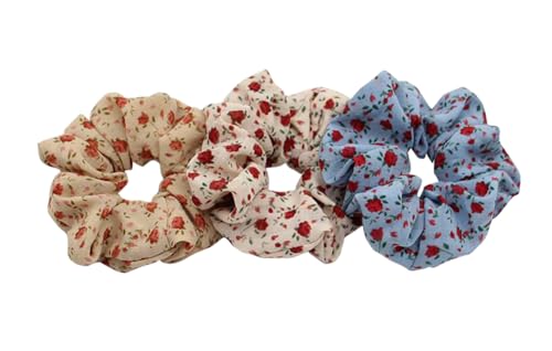 3 x dicke, nahtlose Haargummis, für Damen und Herren, elastisch, Pferdeschwanz-Halter, Haar-Accessoires, keine Beschädigung, Blumen, A04 von RYZGOJV