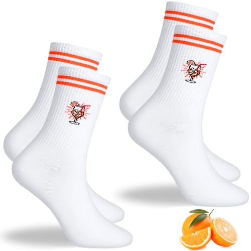 RZCOMP Aperol Spritz Socken 2 Paar Lustige Tennissocken mit Motiv Sportsocken,Unisex Weiße Socken für Damen & Herren RZCOMP Aperol Spritz Socken 2 Paar Lustige Tennissocken mit Motiv Sportsocken,Unisex Weiße Socken für Damen & Herren von RZCOMP