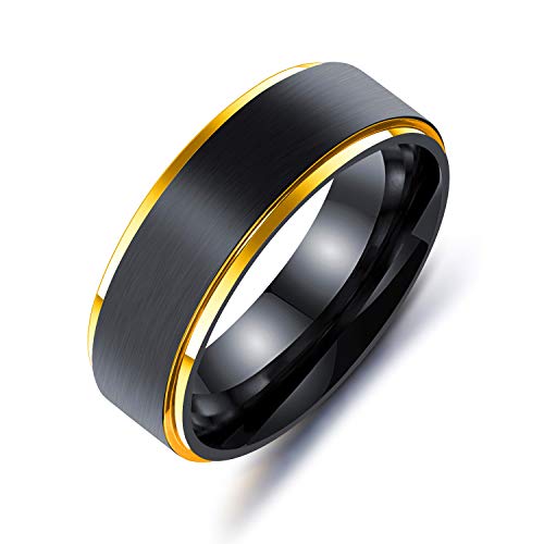 RZRPYFMM 8Mm Edelstahlring Bunt Schwarzgold Lasha Galvanikring Männer Und Frauen Gothic Punk Lokomotive Rock'n'roll Verlobungsschmuck,Gold,10 von RZRPYFMM