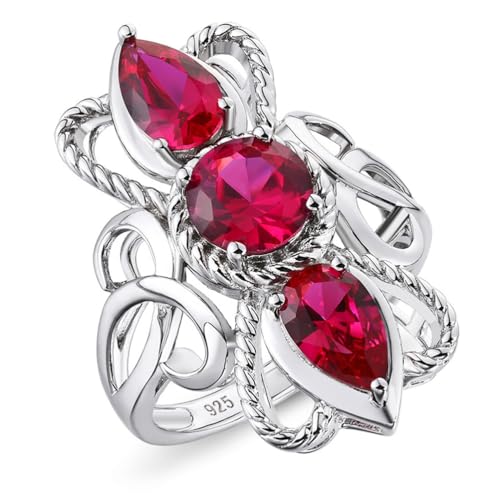 RZRPYFMM 925 Silber Durchbrochener Ring Mit Geteiltem Edelstein Für Frauen, Stilvoll Und Schlicht,Silber,10 von RZRPYFMM