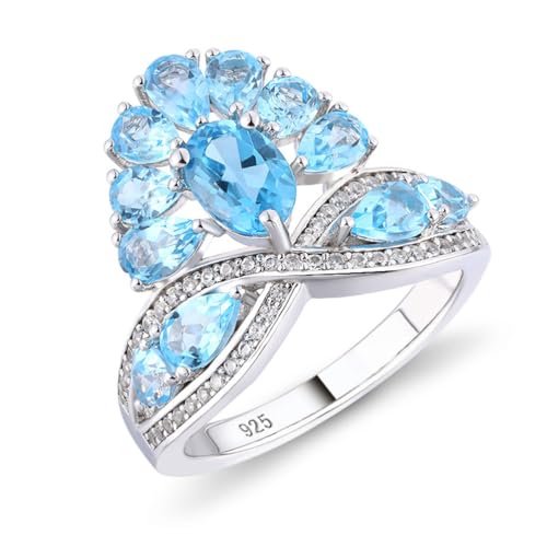 RZRPYFMM 925 Silber Saphir Feiner Damen Ring, Atmosphärischer Mode Ring,Silber,6 von RZRPYFMM