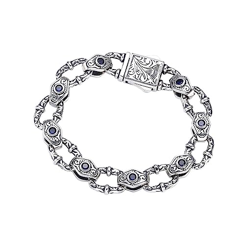 RZRPYFMM 925 Sterling Silber Armband Mit Dickem Floralem Muster Für Männer, Einfaches Und Modisches Sterling Silber Armband,Silber,17cm von RZRPYFMM